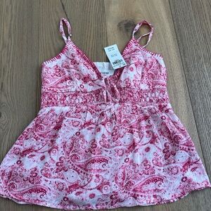 Hollister Red Paisley Sleeveless Top